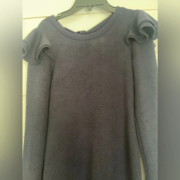 Saylor x Free People Blue Chase Knit Mini Ruffle Sweater Dress Size x-Small - Picture 4 of 10